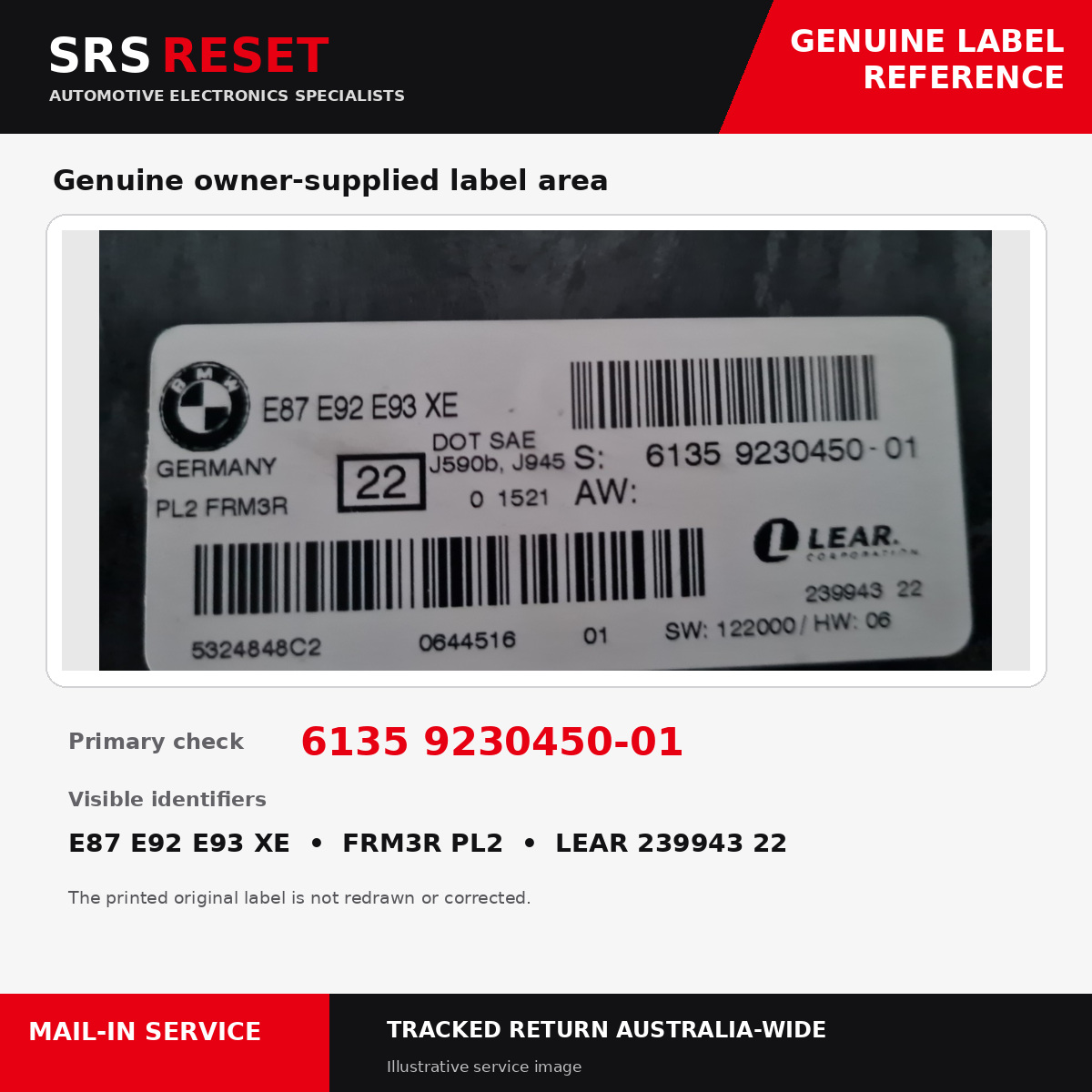 Label / part number