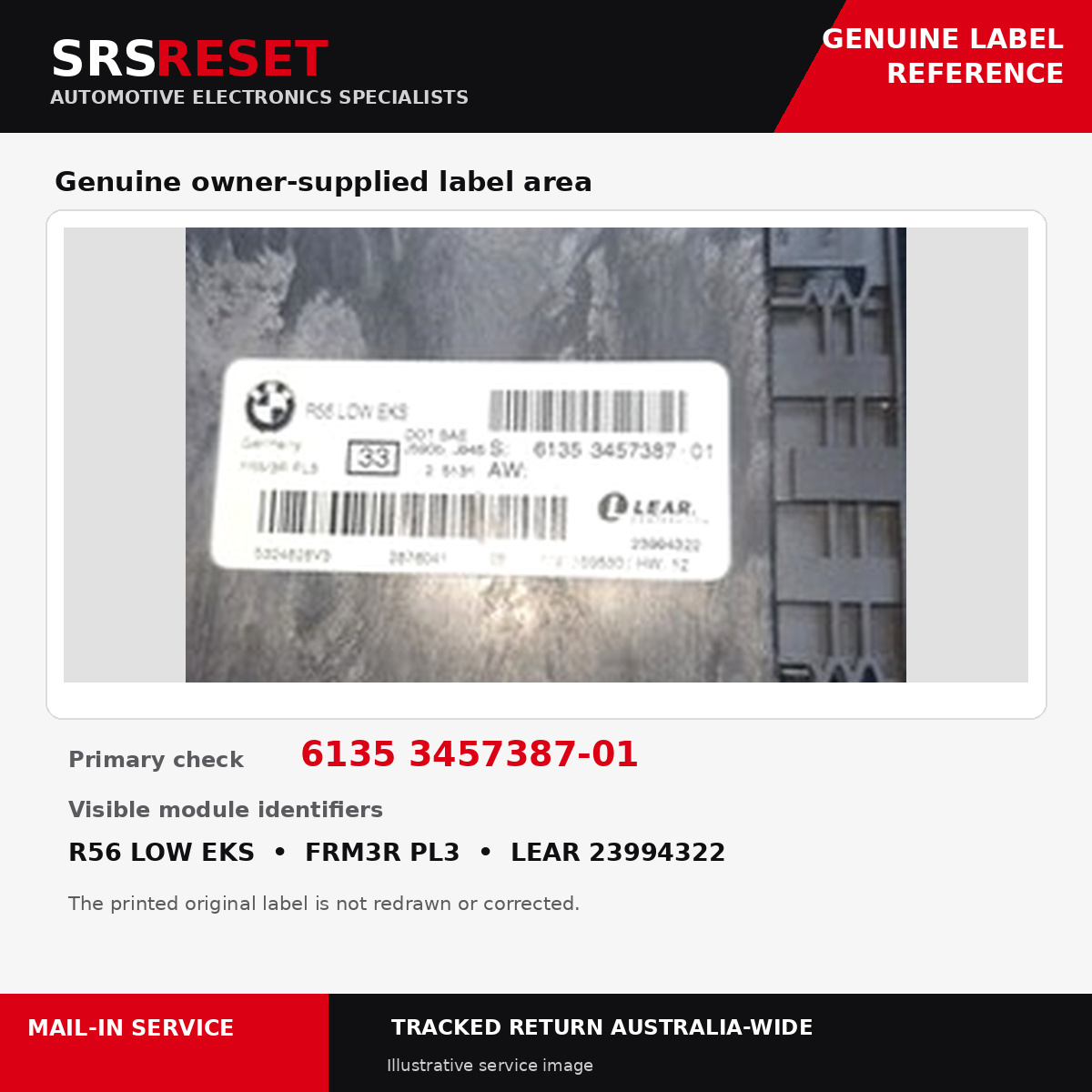 Label / part number